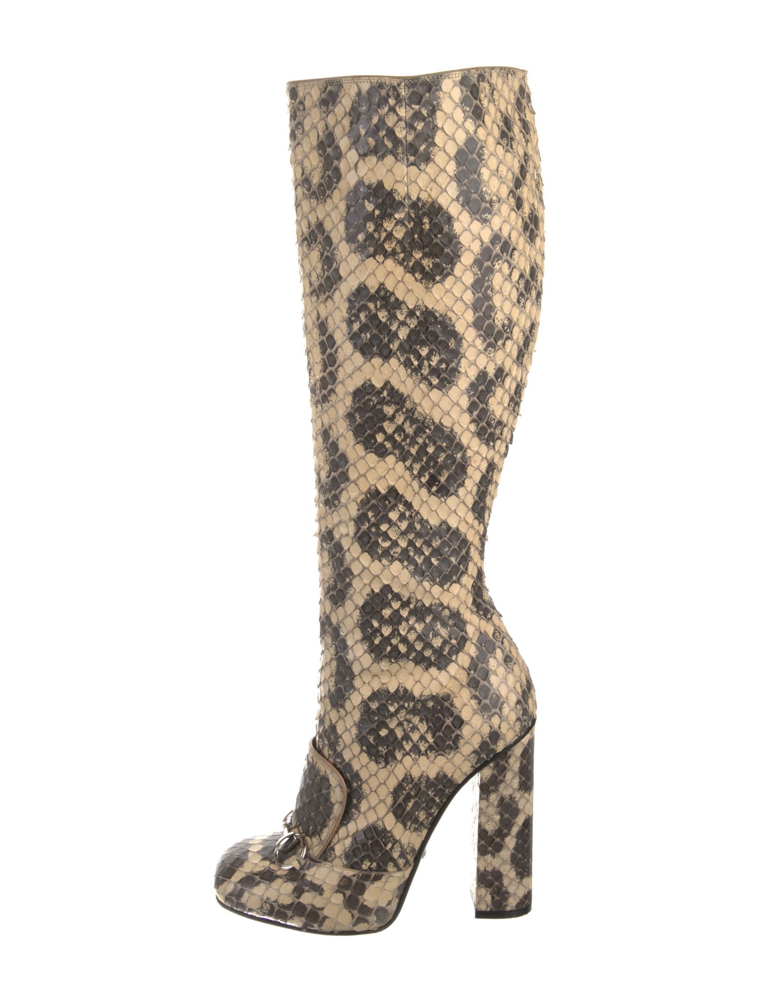 Gucci Horsebit Accent Snakeskin Boots