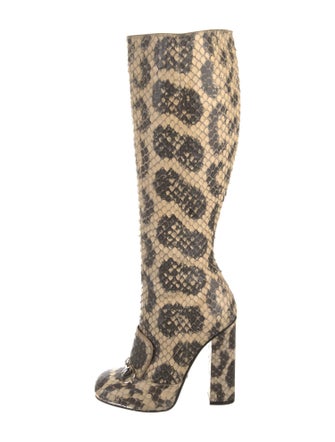 Gucci Horsebit Accent Snakeskin Boots