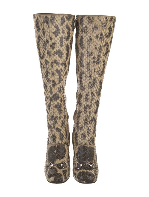 Gucci Horsebit Accent Snakeskin Boots
