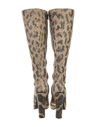 Gucci Horsebit Accent Snakeskin Boots