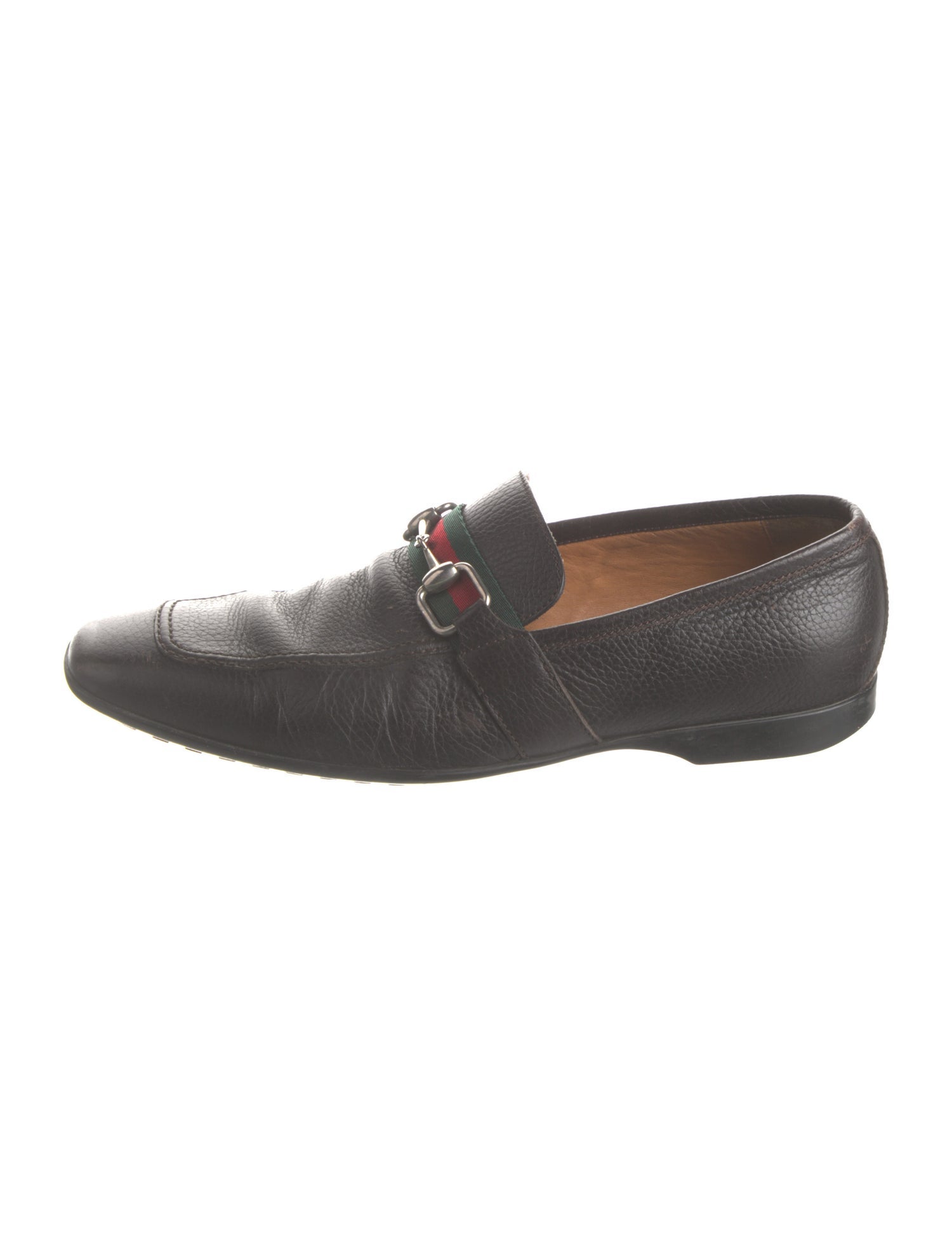 Gucci Web Accent Leather Loafers