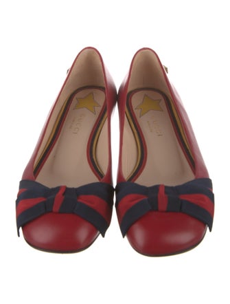 Gucci Sylvie Web Accent Leather Ballet Flats