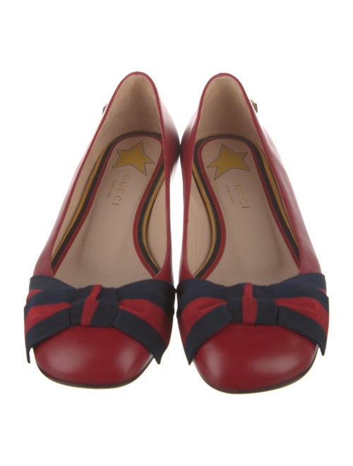 Gucci Sylvie Web Accent Leather Ballet Flats