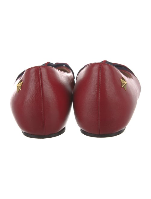 Gucci Sylvie Web Accent Leather Ballet Flats