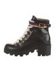 Gucci Sylvie Web Accent Leather Combat Boots