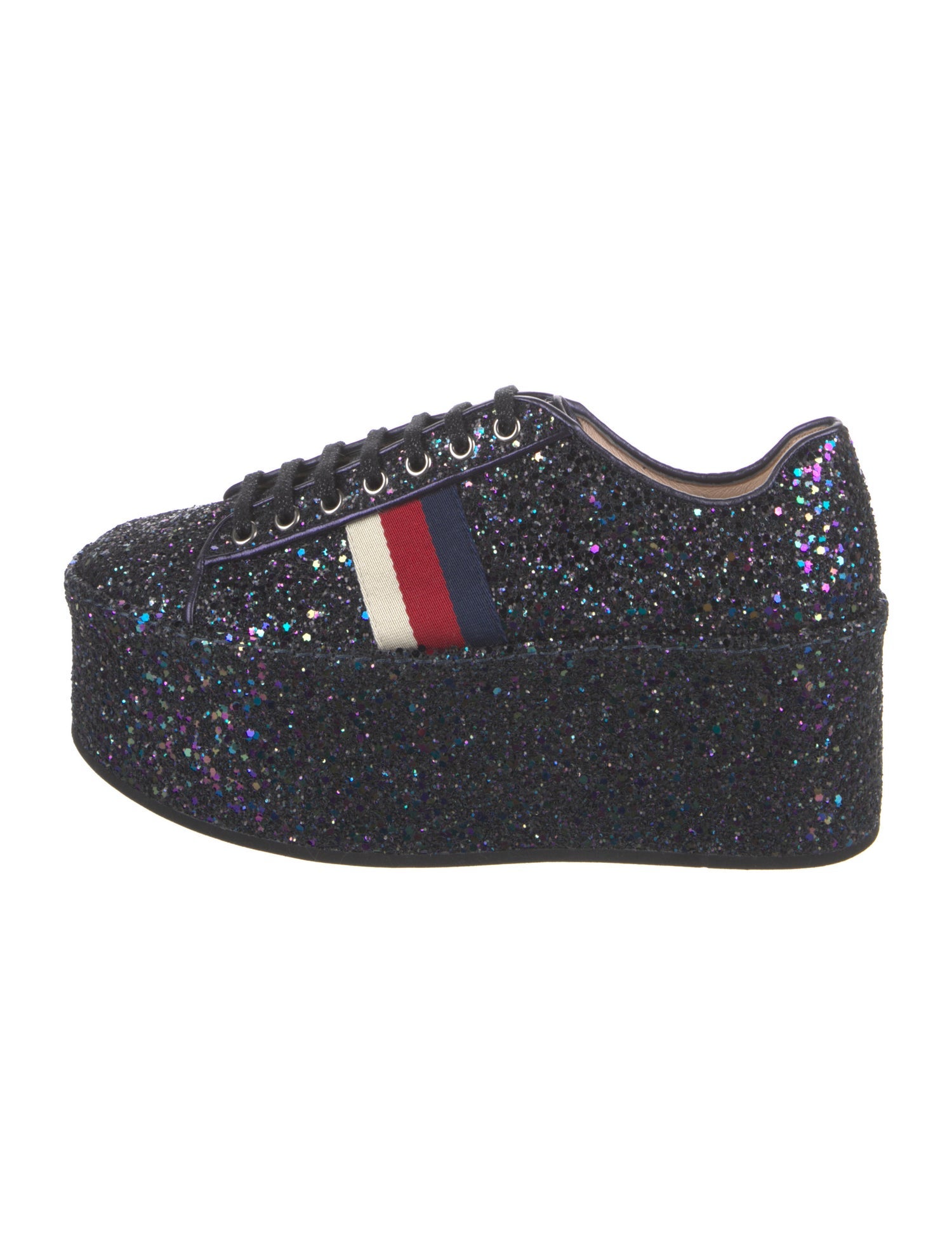 Gucci Sylvie Web Accent Glitter Sneakers
