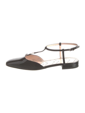 Gucci Interlocking G Logo Patent Leather Slingback Flats