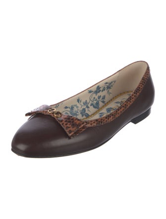 Gucci Leather Bow Accents Ballet Flats