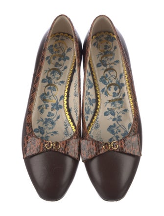 Gucci Leather Bow Accents Ballet Flats