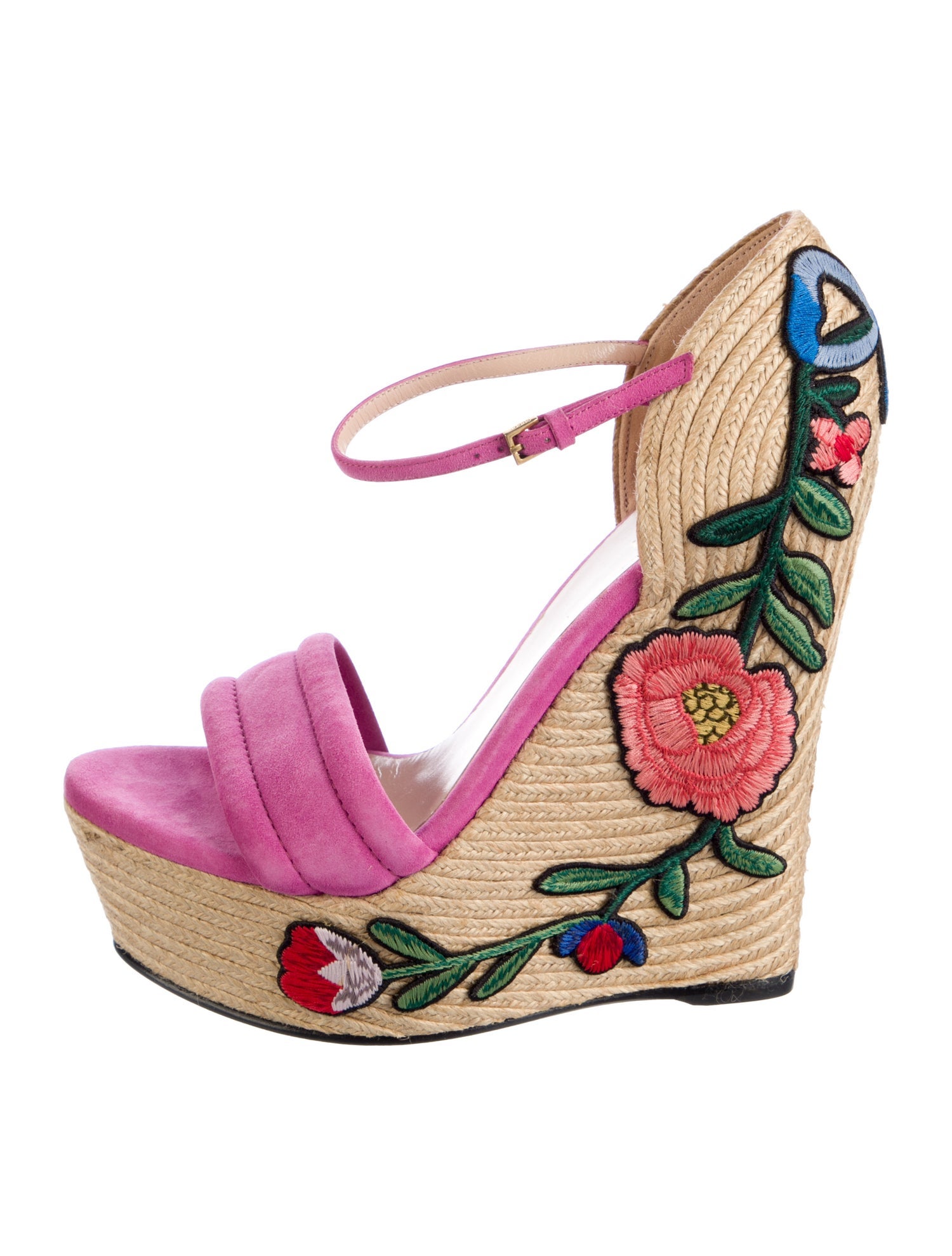 Gucci Suede Floral Print Espadrilles