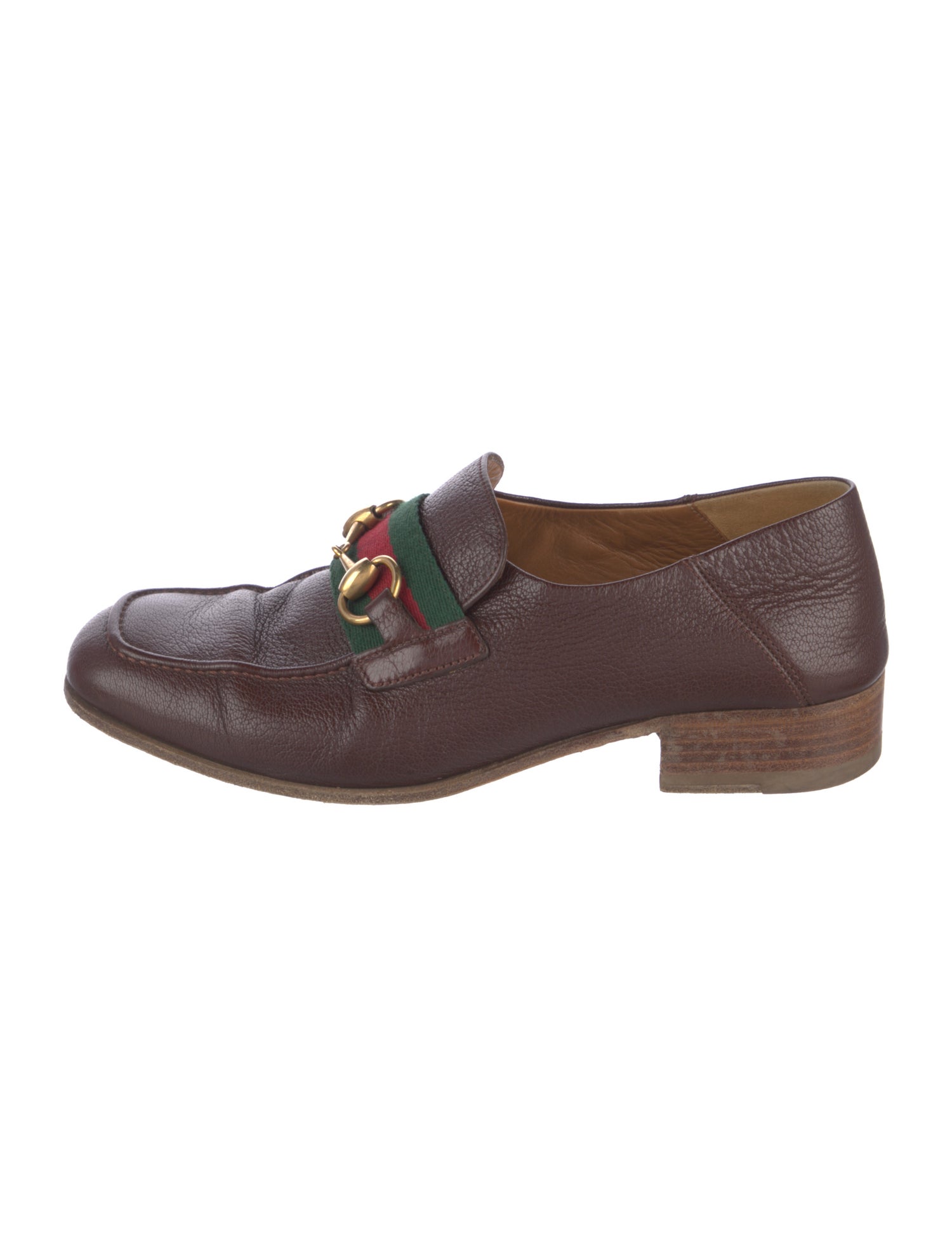 Gucci Web Accent Leather Loafers