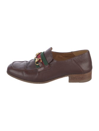 Gucci Web Accent Leather Loafers