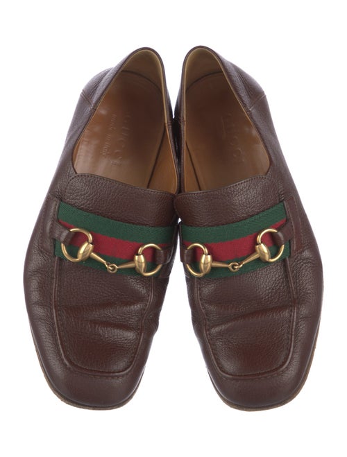 Gucci Web Accent Leather Loafers