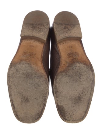 Gucci Web Accent Leather Loafers