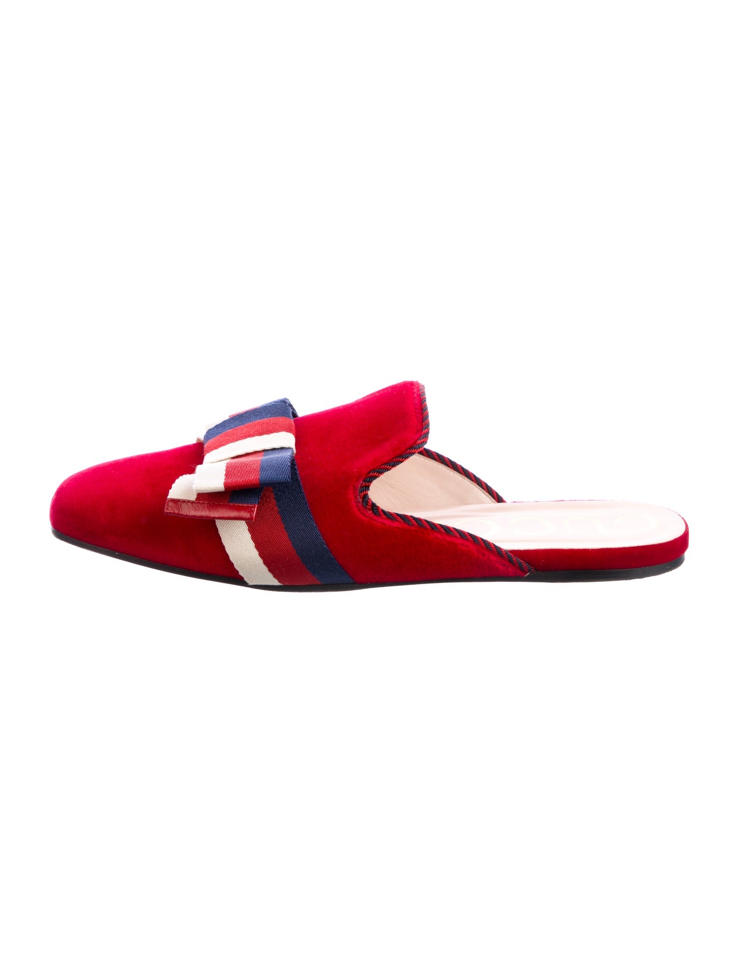 Gucci Sylvie Web Accent Velvet Mules