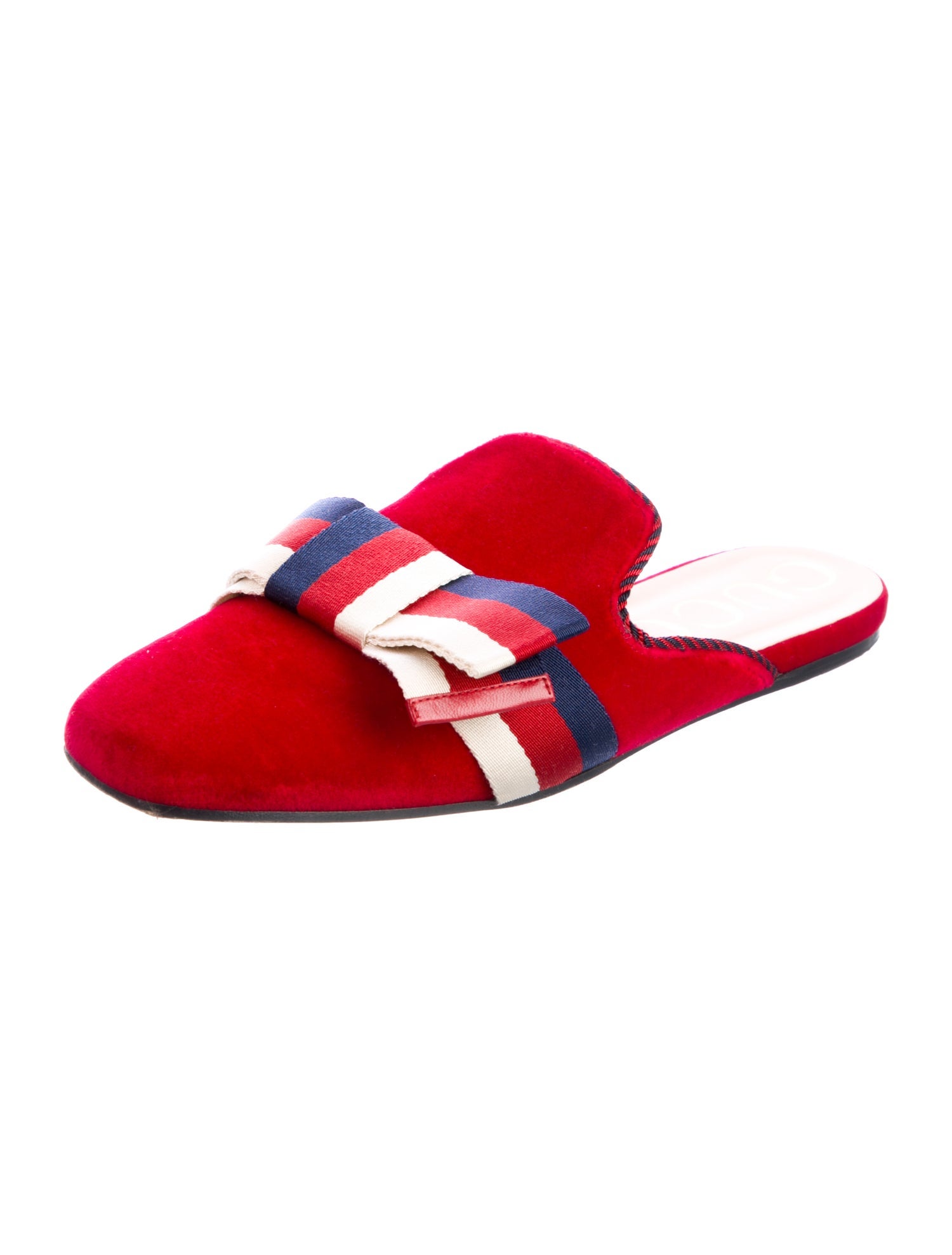 Gucci Sylvie Web Accent Velvet Mules