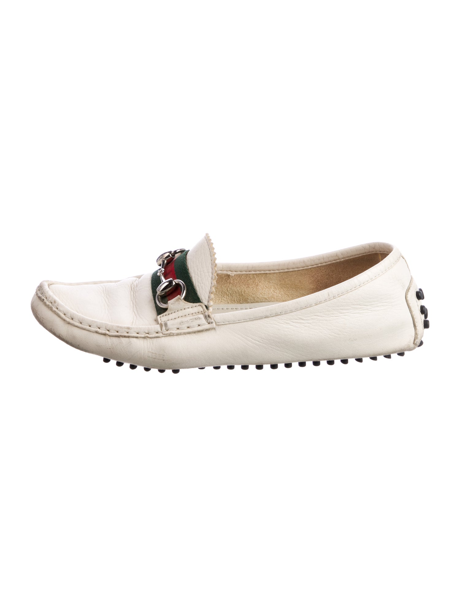 Gucci Web Accent Leather Loafers