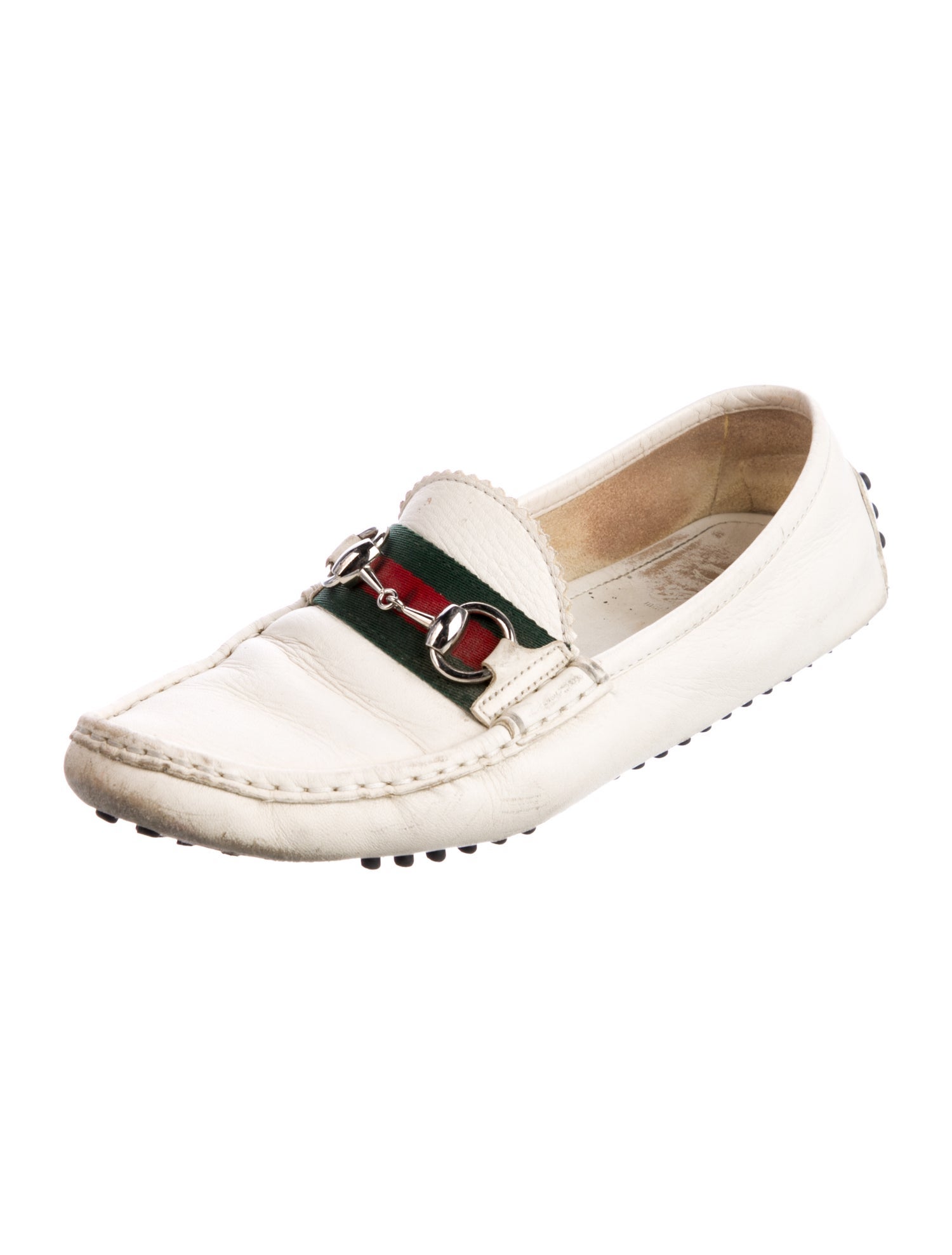 Gucci Web Accent Leather Loafers