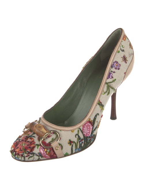 Gucci Flora Print Canvas Pumps