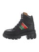 Gucci Web Accent Leather Combat Boots
