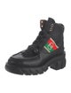 Gucci Web Accent Leather Combat Boots