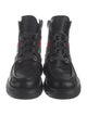 Gucci Web Accent Leather Combat Boots