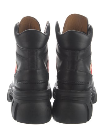 Gucci Web Accent Leather Combat Boots