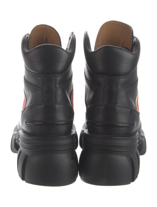 Gucci Web Accent Leather Combat Boots