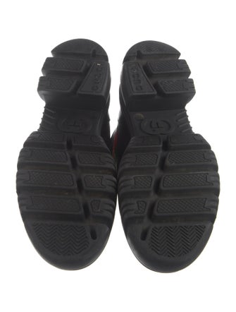 Gucci Web Accent Leather Combat Boots