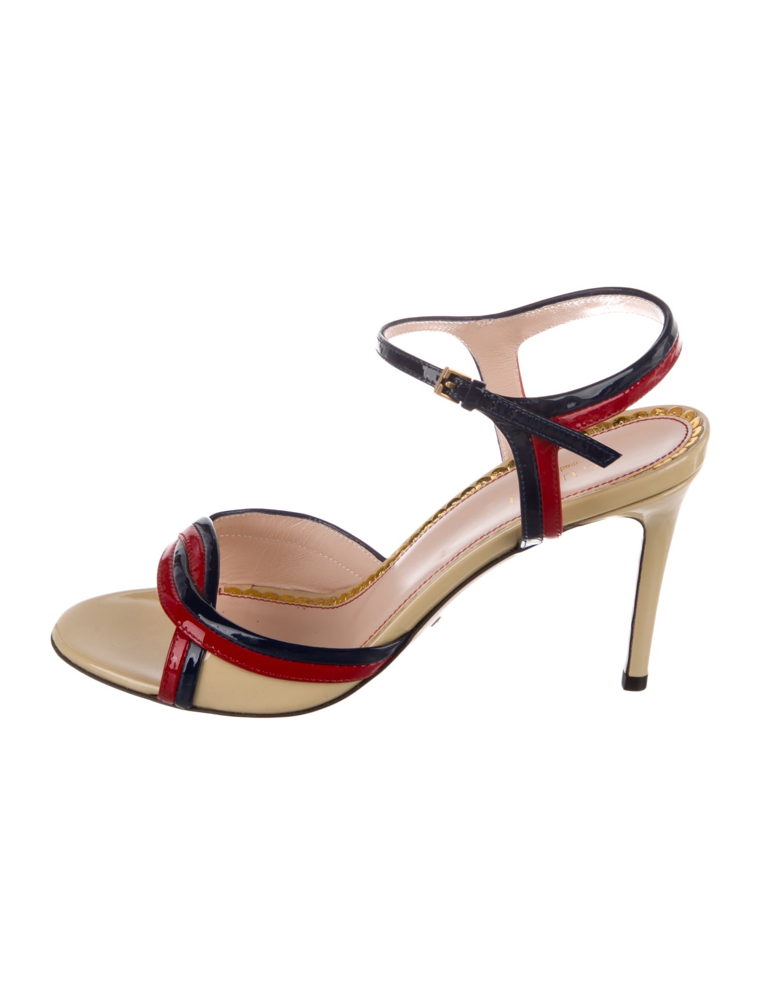 Gucci Patent Leather Colorblock Pattern Sandals