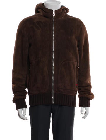 Gucci Outerwear Web Accent Lamb Fur Windbreaker M