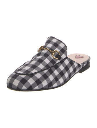 Gucci Horsebit Accent Plaid Print Mules