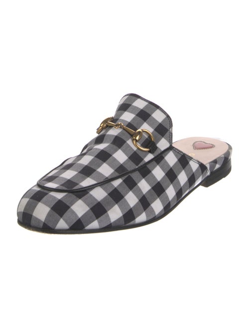 Gucci Horsebit Accent Plaid Print Mules