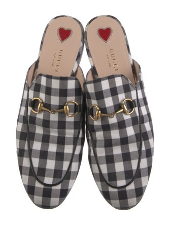 Gucci Horsebit Accent Plaid Print Mules
