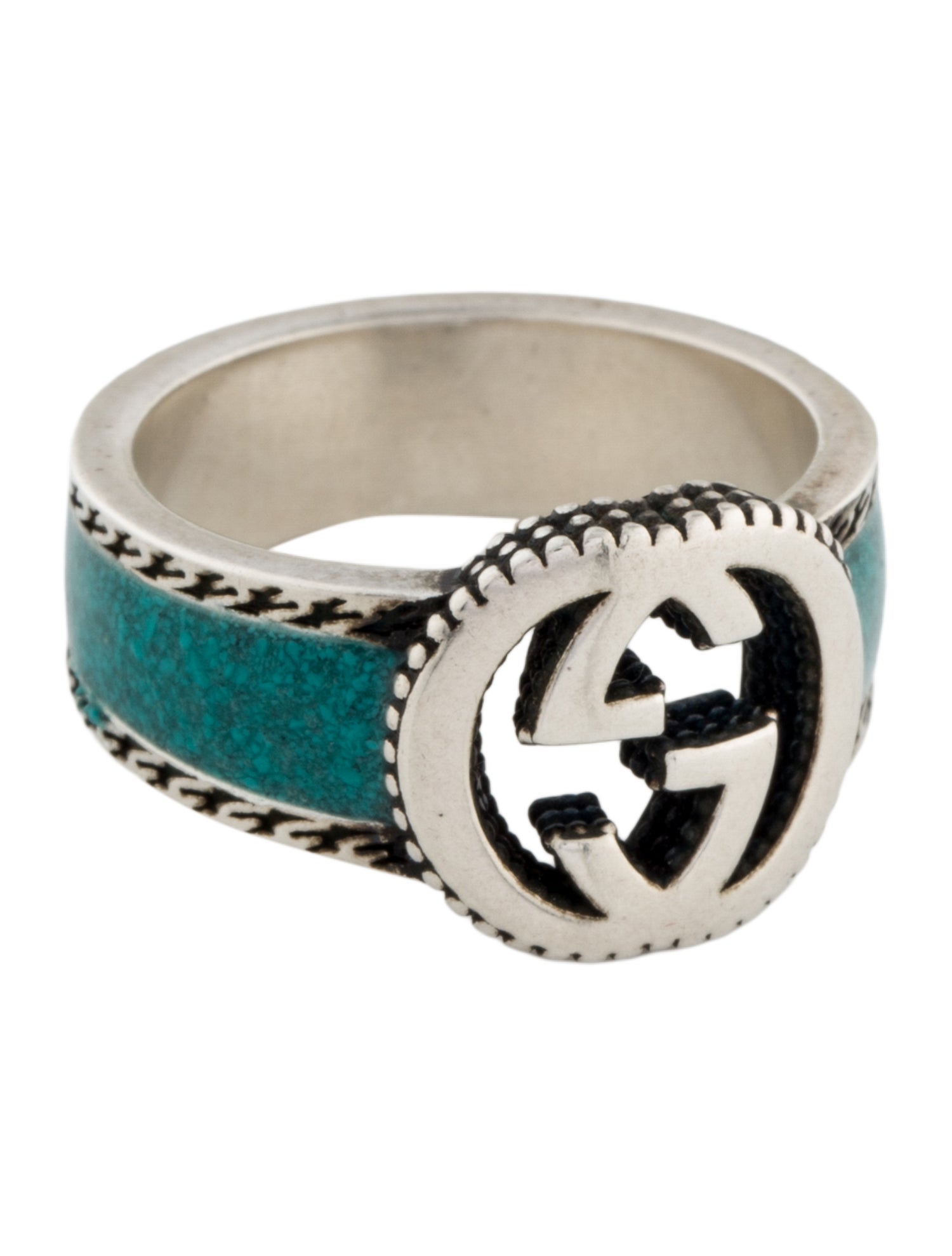 Gucci Enamel Interlocking G Band Ring