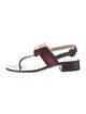 Gucci Camellia Accent Leather T-Strap Sandals