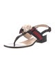Gucci Camellia Accent Leather T-Strap Sandals