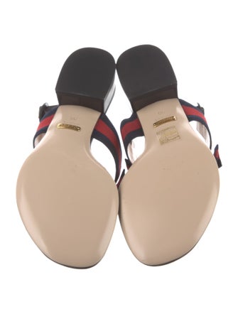Gucci Camellia Accent Leather T-Strap Sandals