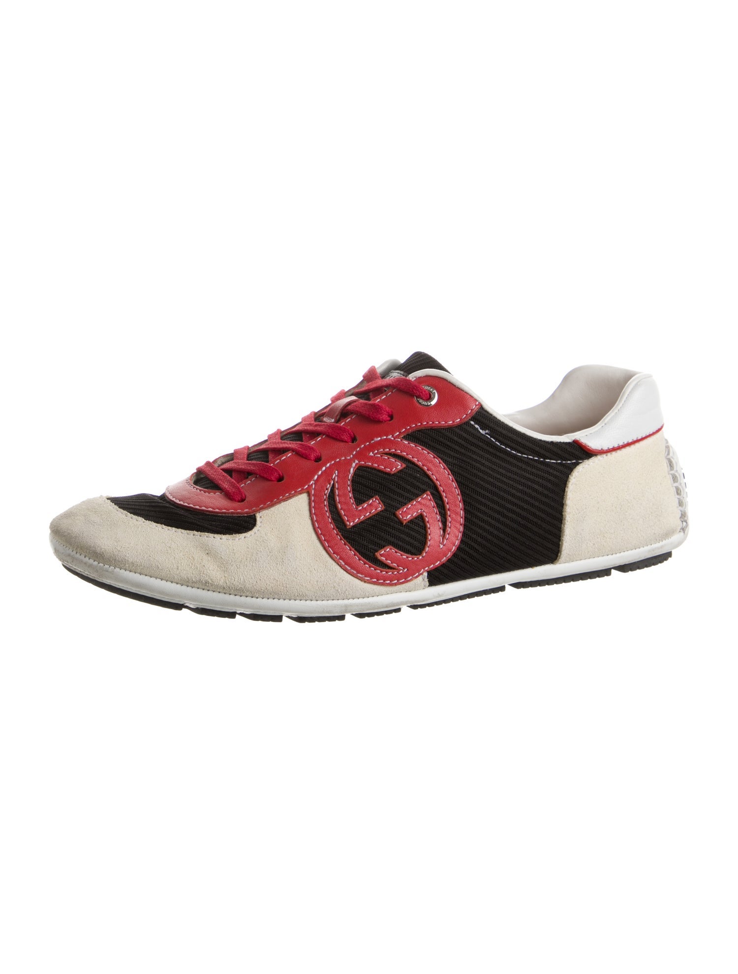 Gucci Interlocking G Logo Leather Trim Embellishment Sneakers