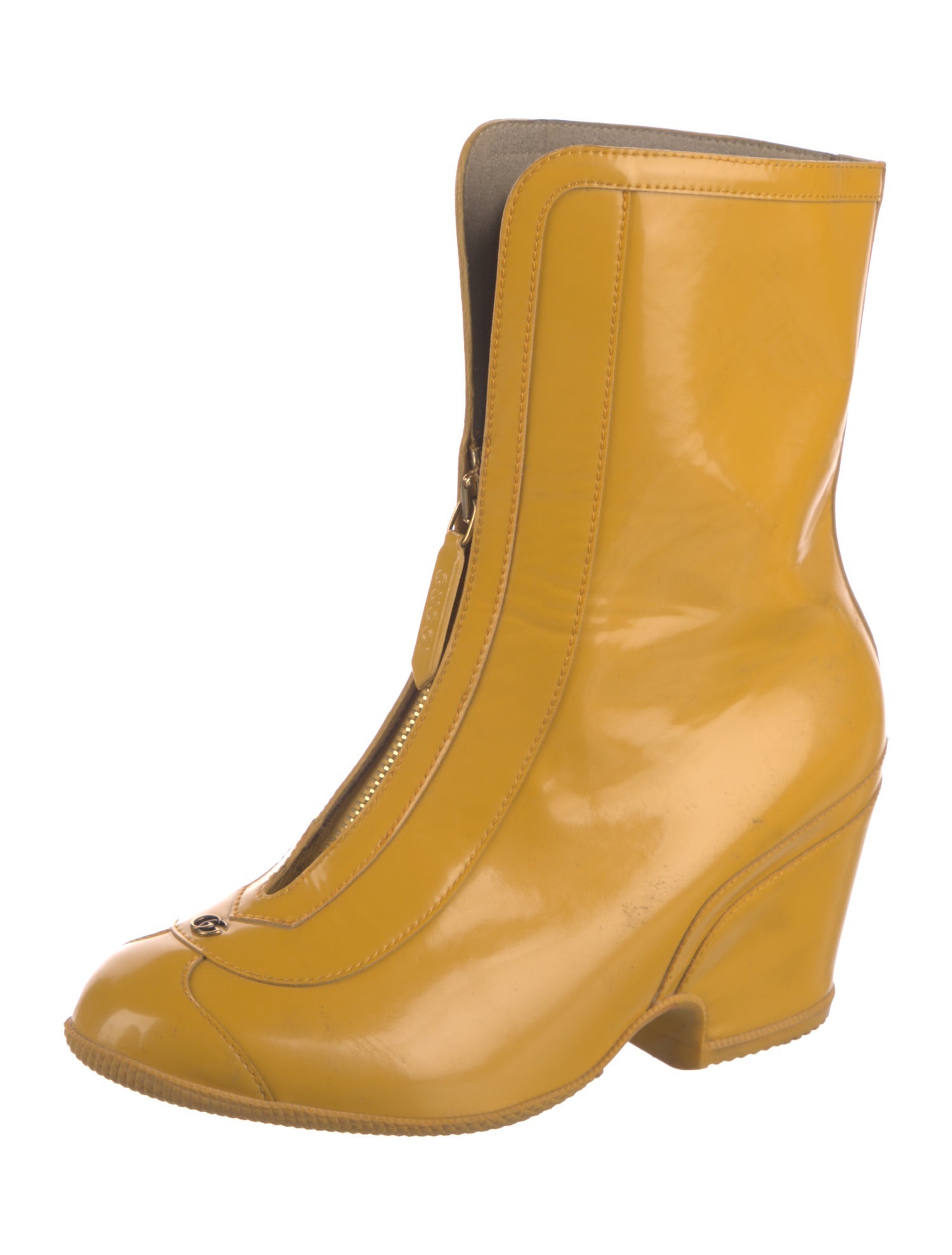 Gucci Double G Logo Patent Leather Boots