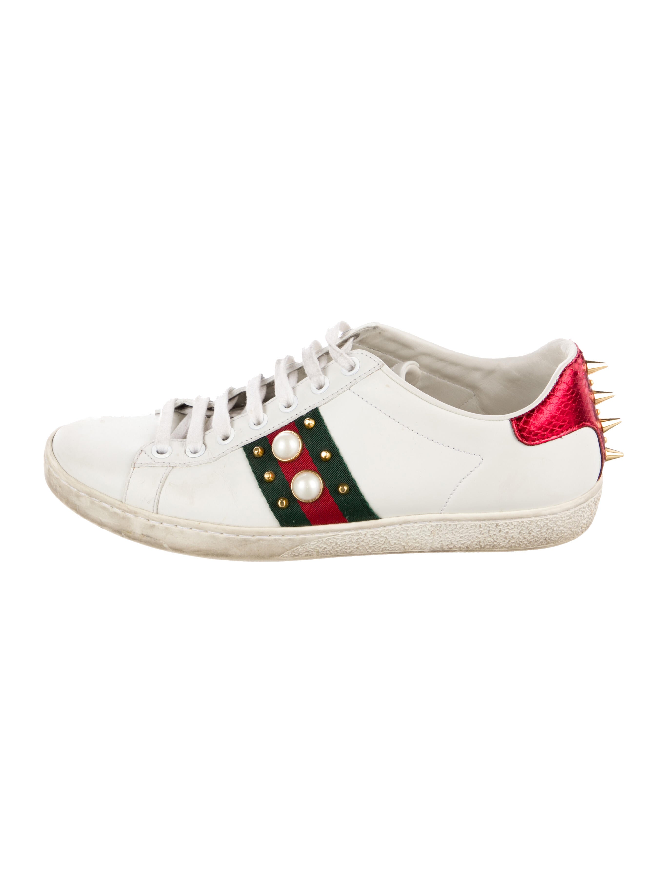 Gucci Web Accent Leather Sneakers