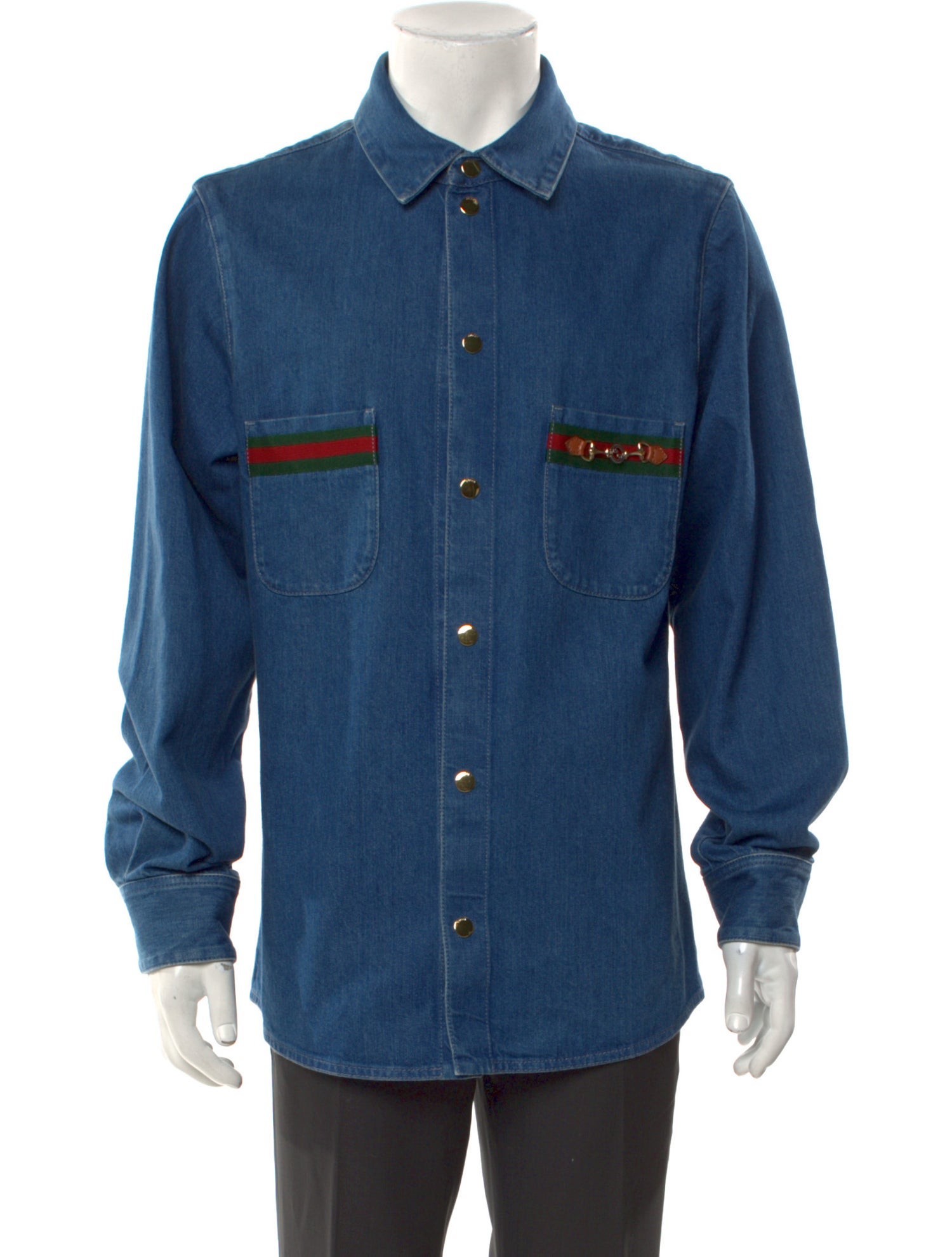 Gucci 2021 Web Accent Denim Shirt
