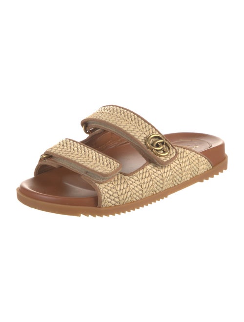 Gucci Double G Logo Raffia Slides