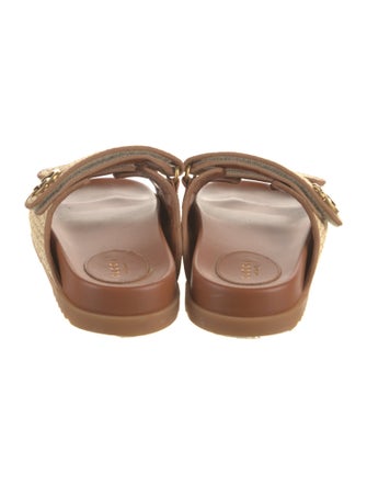 Gucci Double G Logo Raffia Slides