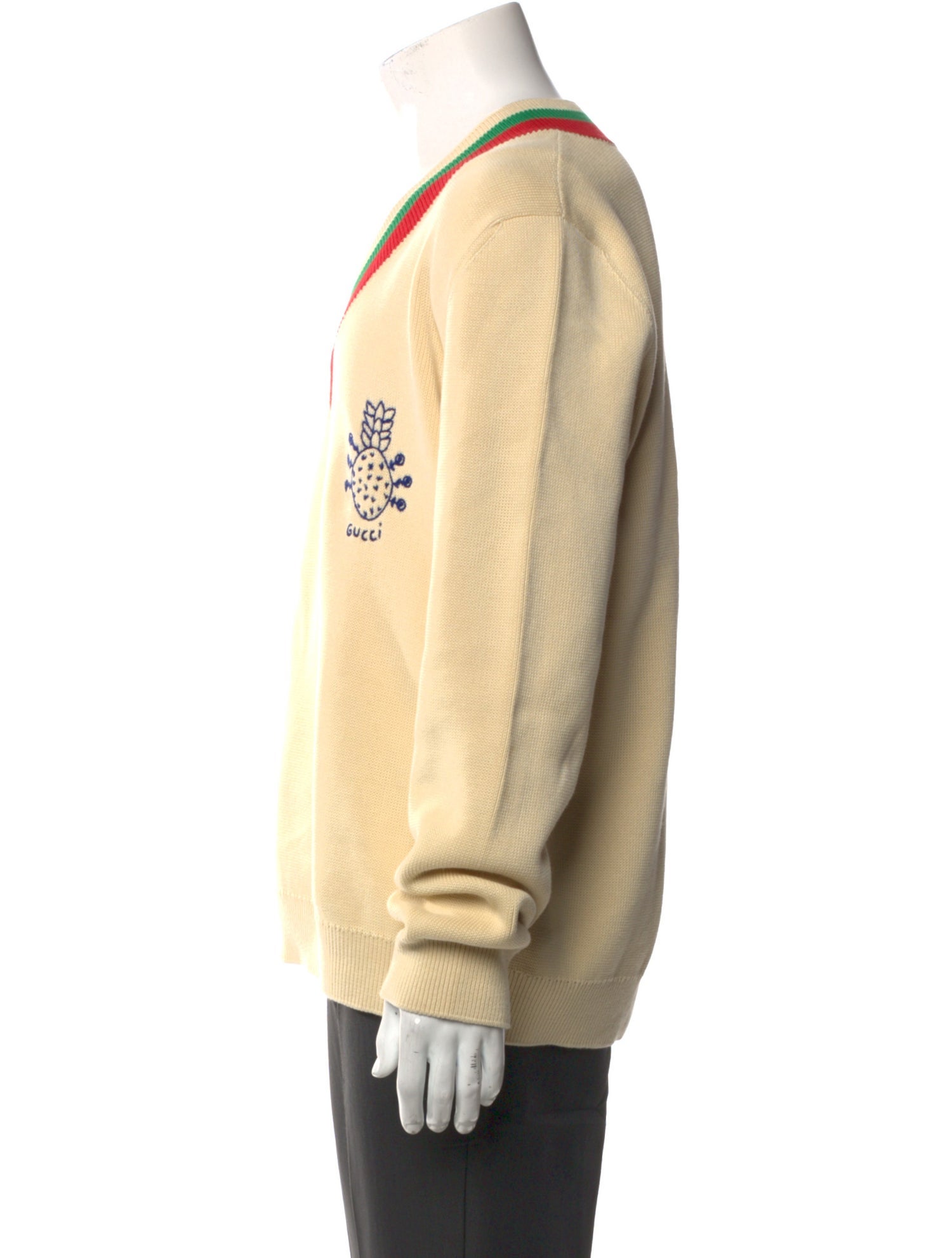 Gucci Striped V-Neck Pullover