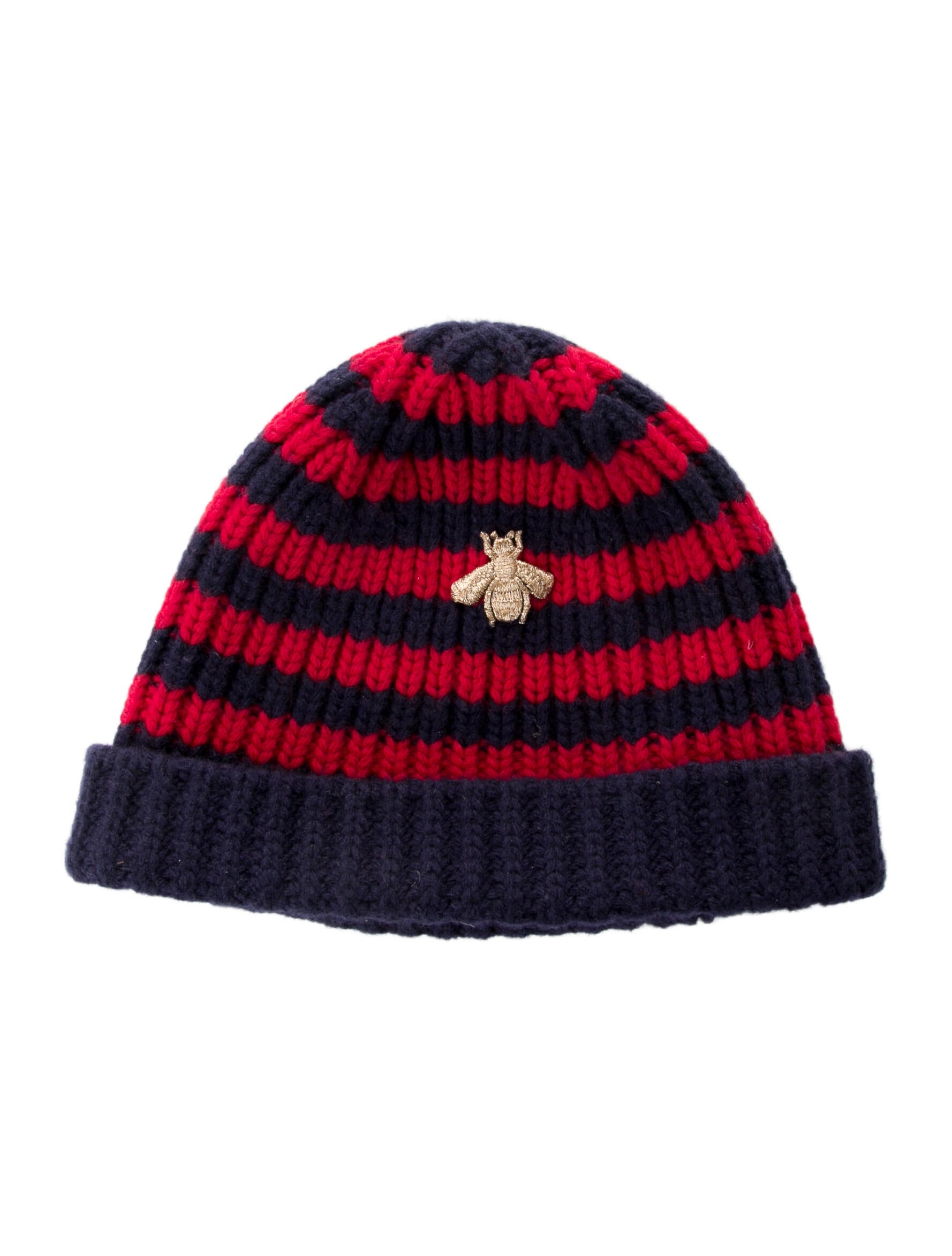 Gucci Bee Accent Stripe Beanie Hat