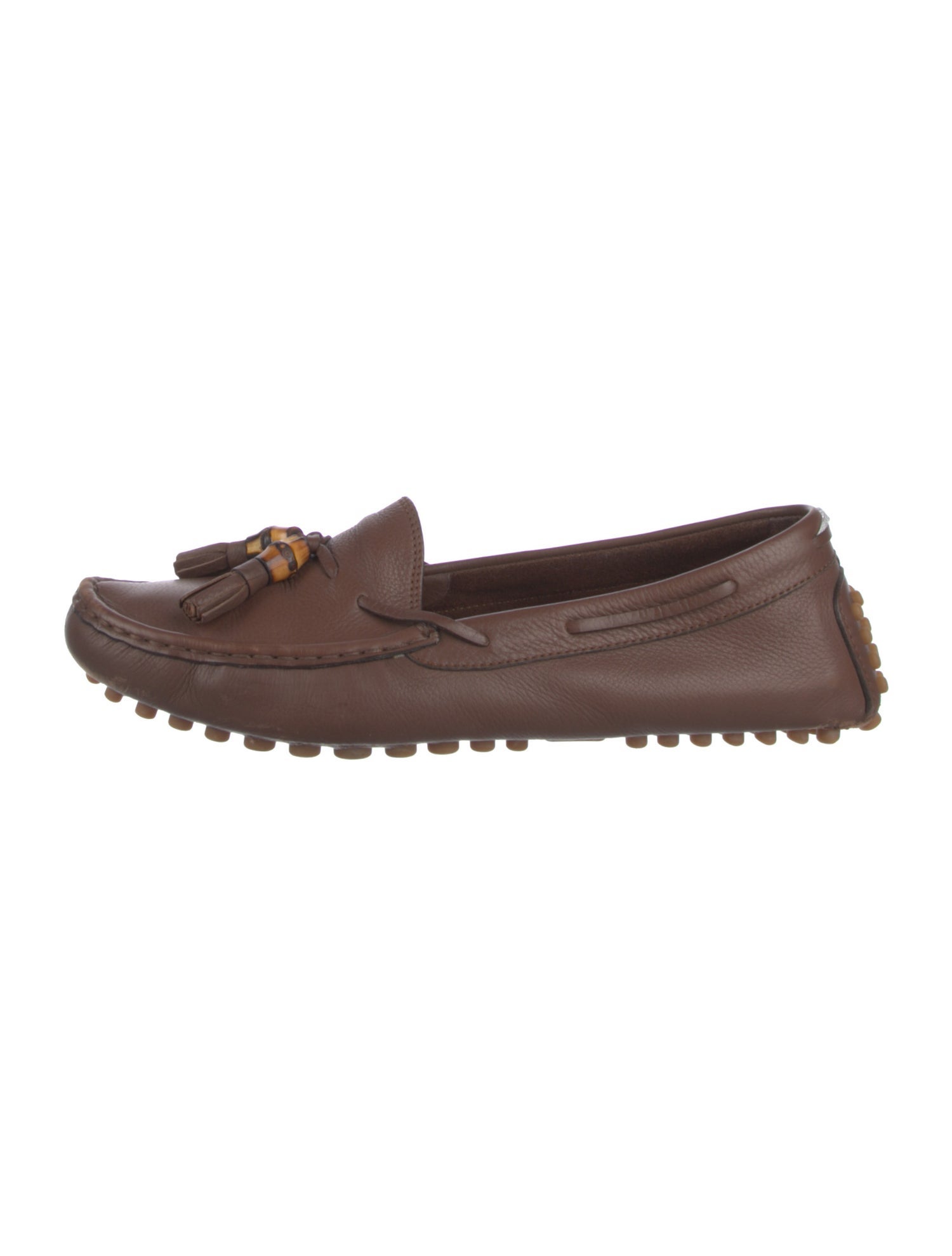 Gucci Web Accent Leather Loafers