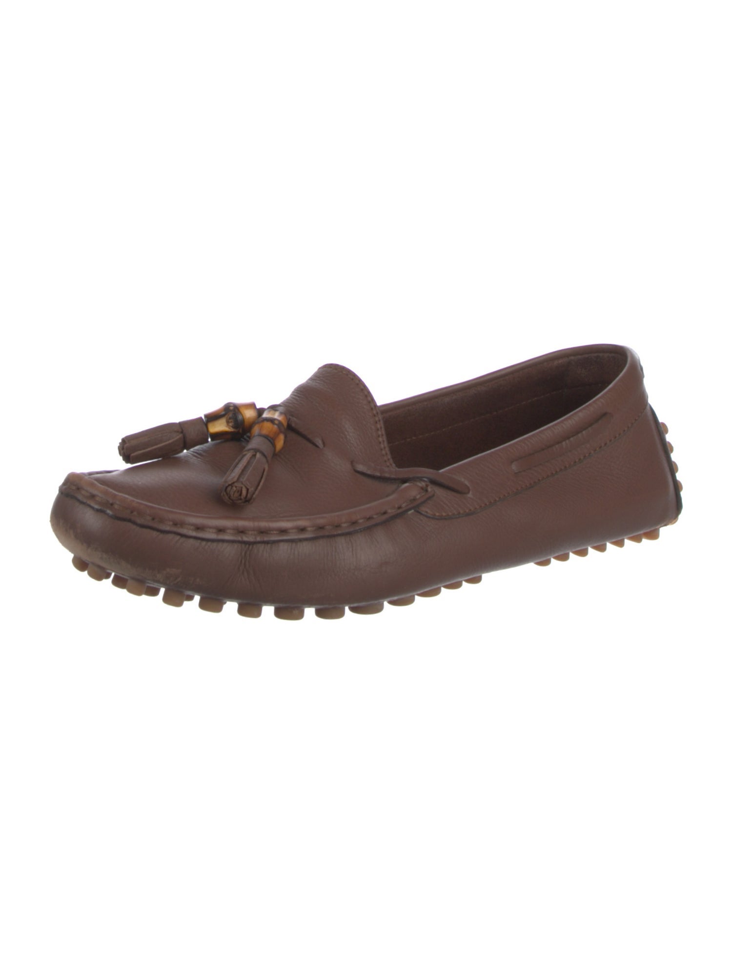 Gucci Web Accent Leather Loafers
