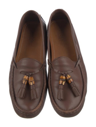 Gucci Web Accent Leather Loafers