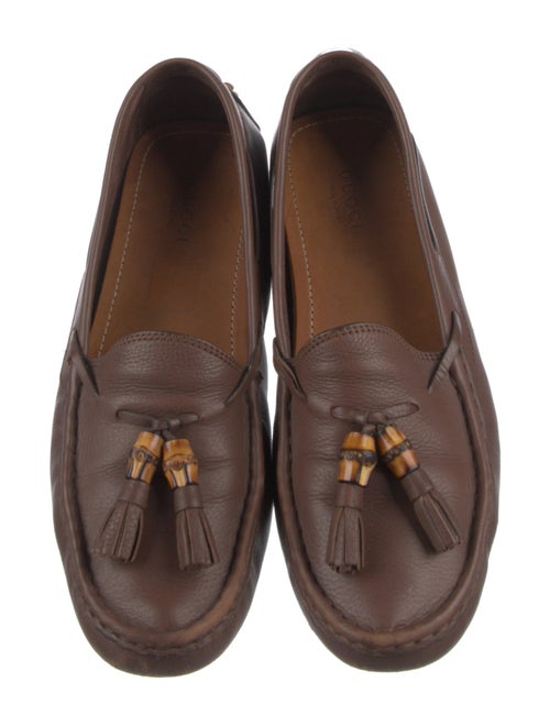 Gucci Web Accent Leather Loafers